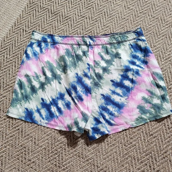 PINK Victoria's Secret Cotton Blend Pink Blue Green Tie-Dye Boxer Shorts Medium - Picture 2 of 9
